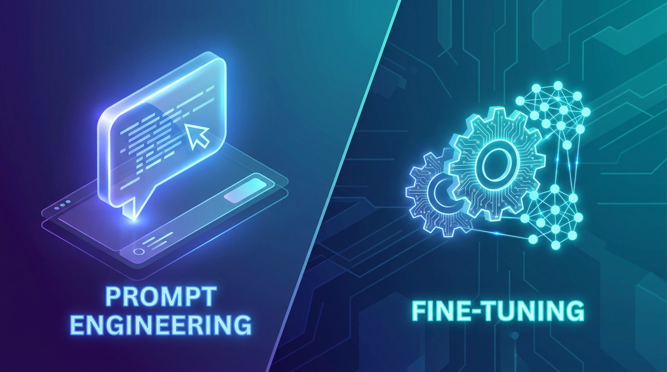 Prompt engineering versus fine-tuning concept